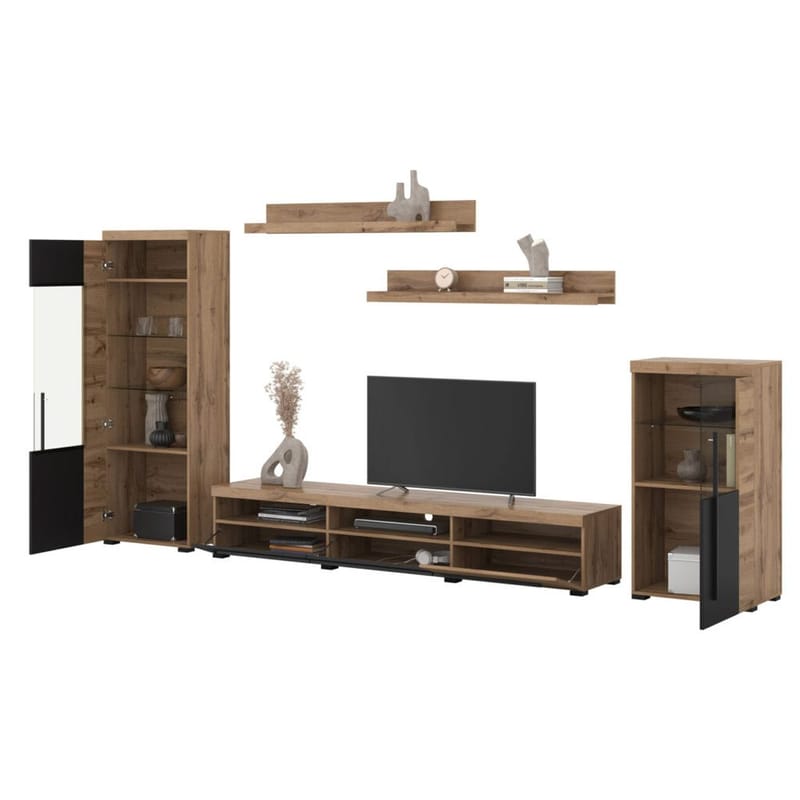 Seinäyksikkö Roger 5 osaa - Wotan tammi - Huonekalut - Kalustesetit - Olohuoneen kalustesetit