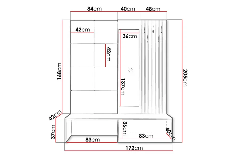 Shaftesbury Eteiskalustepaketti - Huonekalut - Kalustesetit - Eteisen kalustesetit