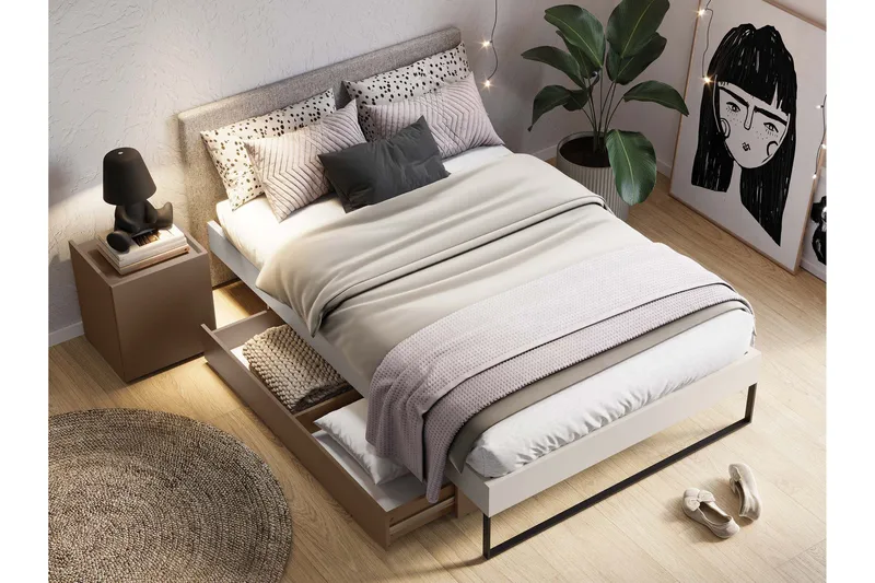 Sigmana-Huonekalusetti Makuuhuoneeseen - Vaalean Harmaa/Beige - Huonekalut - Kalustesetit - Makuuhuoneen kalustesetit