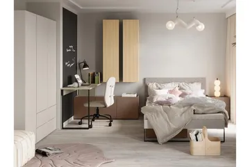 Sigmana-Huonekalusetti Makuuhuoneeseen - Vaalean Harmaa/Ruskea/Beige - Huonekalut - Kalustesetit - Makuuhuoneen kalustesetit
