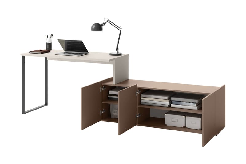 Sigmana-Huonekalusetti Makuuhuoneeseen - Vaalean Harmaa/Ruskea/Beige - Huonekalut - Kalustesetit - Makuuhuoneen kalustesetit