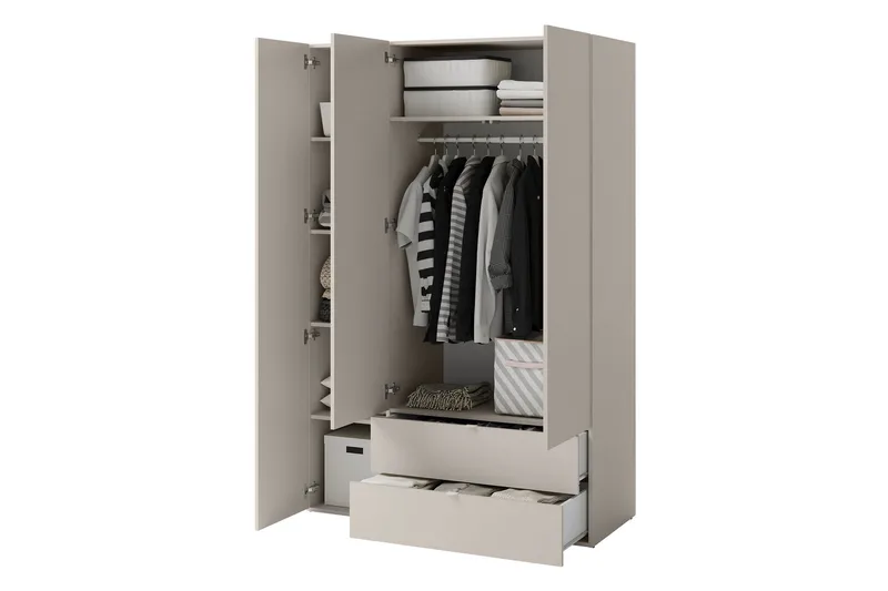 Sigmana-Huonekalusetti Makuuhuoneeseen - Vaalean Harmaa/Ruskea/Beige - Huonekalut - Kalustesetit - Makuuhuoneen kalustesetit