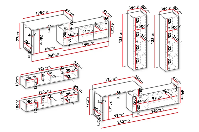 Sigmana-Huonekalusetti Olohuoneeseen - Vaalean Harmaa/Beige - Huonekalut - Kalustesetit - Olohuoneen kalustesetit