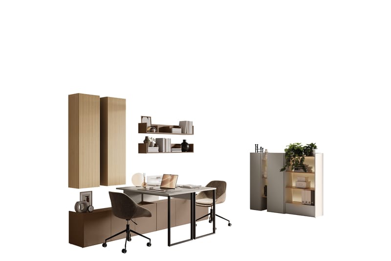 Sigmana-Huonekalusetti Olohuoneeseen - Vaalean Harmaa/Ruskea/Beige - Huonekalut - Kalustesetit - Olohuoneen kalustesetit