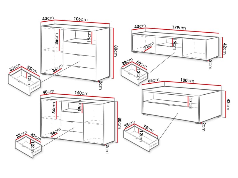 Sovren Olohuoneen kalustepaketti - Ruskea - Huonekalut - Kalustesetit - Olohuoneen kalustesetit