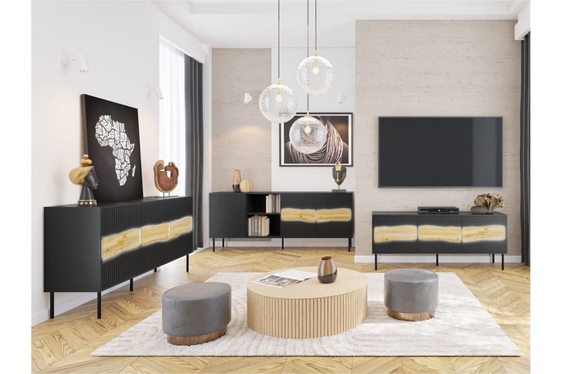 Stintino-Huonekalusetti Olohuoneeseen - Musta/Ruskea - Huonekalut - Kalustesetit - Olohuoneen kalustesetit