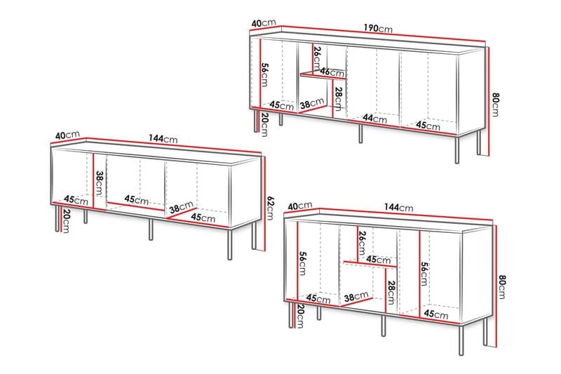 Stintino-Huonekalusetti Olohuoneeseen - Musta/Ruskea - Huonekalut - Kalustesetit - Olohuoneen kalustesetit