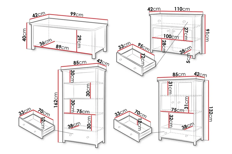 Storys Olohuoneen Huonekalusetti - Ruskea - Huonekalut - Kalustesetit - Olohuoneen kalustesetit