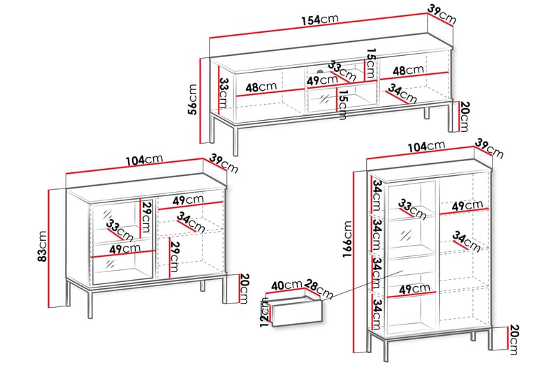 Tenorio Kalustesarja - olohuone - Beige - Huonekalut - Kalustesetit - Olohuoneen kalustesetit