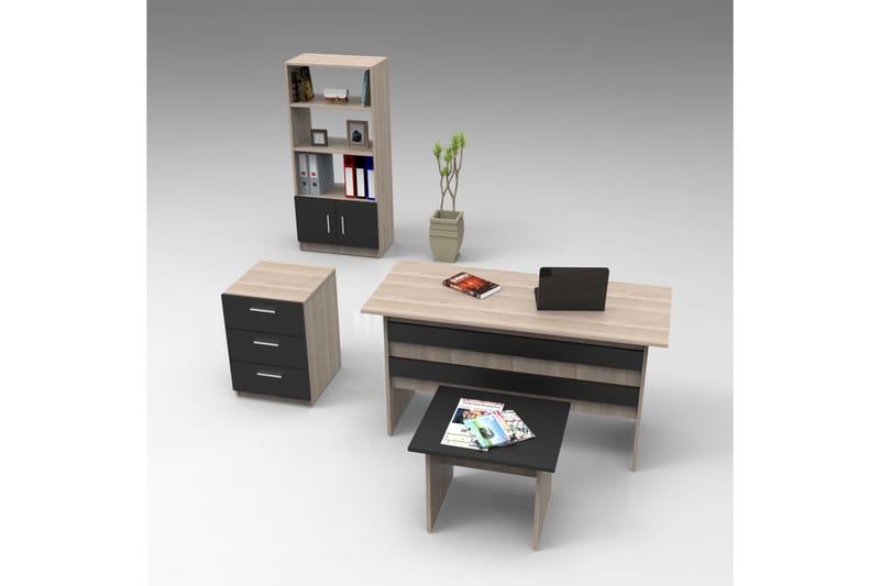 Toimiston kalustesetti Elmorral, Luonnonväri/Musta