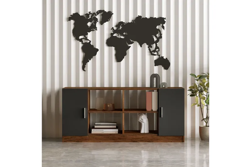 Toimiston kalustesetti ERTONSEA - Tiikki/Antrasiitti - Huonekalut - Kalustesetit - Toimistokalustekokonaisuus