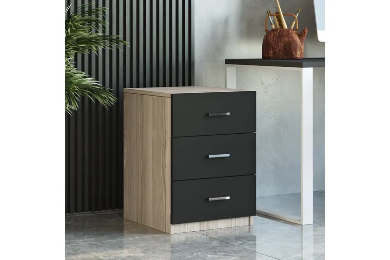 Toimiston kalustesetti Risina - Luonnonväri/Musta - Huonekalut - Kalustesetit - Toimistokalustekokonaisuus