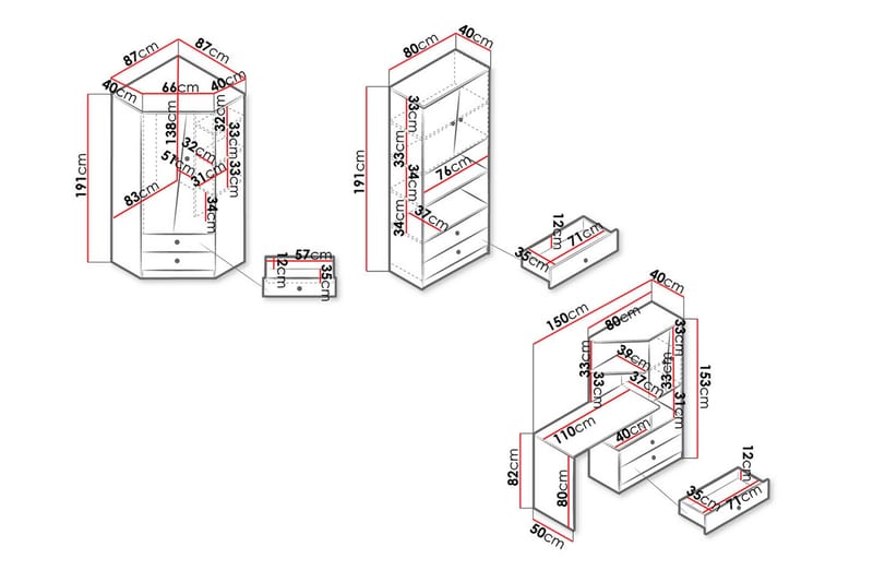 Toimiston kalustesetti Staton - Luonnonväri/Valkoinen - Huonekalut - Kalustesetit - Toimistokalustekokonaisuus