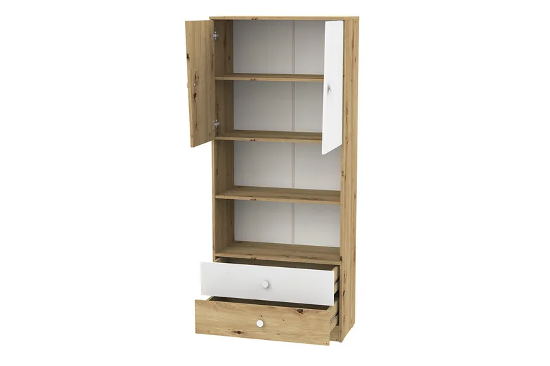 Toimiston kalustesetti Staton - Luonnonväri/Valkoinen/Harmaa - Huonekalut - Kalustesetit - Toimistokalustekokonaisuus