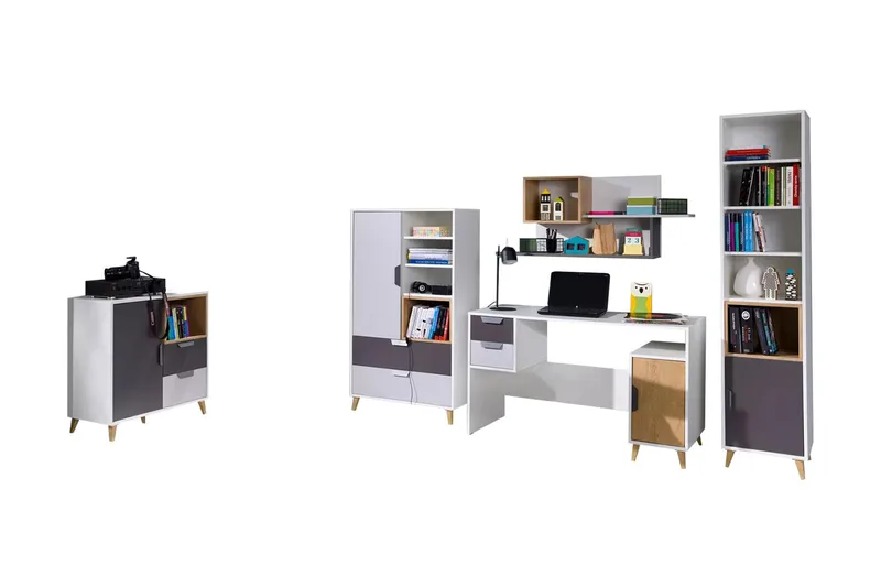 Toimiston kalustesetti Takeshi - Vihreä/Harmaa - Huonekalut - Kalustesetit - Toimistokalustekokonaisuus