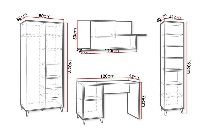 Toimiston kalustesetti Takeshi - Vihreä/Harmaa - Huonekalut - Kalustesetit - Toimistokalustekokonaisuus
