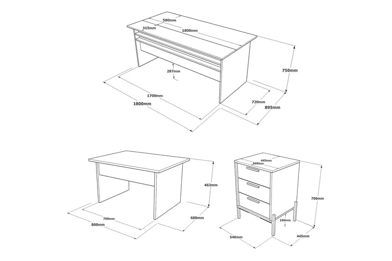 Toimiston kalustesetti Urgby - Ruskea/Betoninharm/Antrasiitti - Huonekalut - Kalustesetit - Toimistokalustekokonaisuus