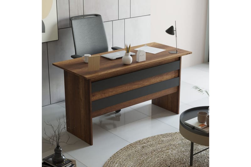 Toimiston kalustesetti Zrego - Tiikki/Antrasiitti - Huonekalut - Kalustesetit - Toimistokalustekokonaisuus