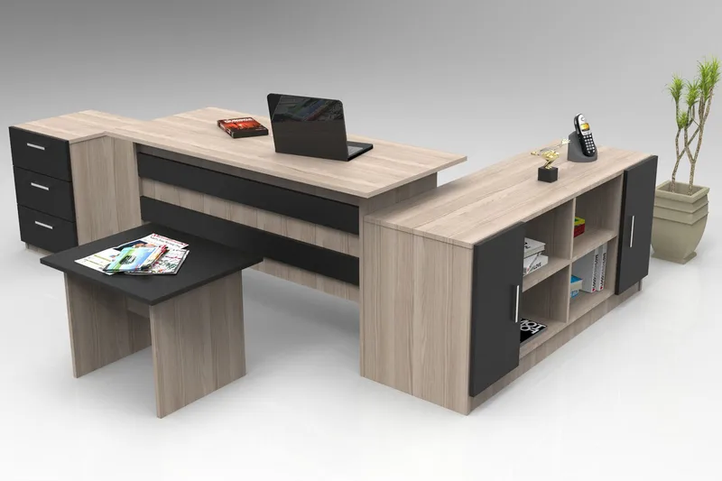 Toimiston kalustesetti Pheka, Luonnonväri/Musta