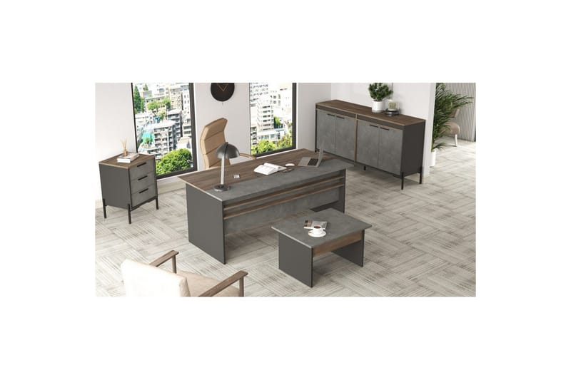 Toimistokalustesetti Enor 8 Hopea / Antrasiitti - Hopea/Antrasiitti - Huonekalut - Kalustesetit - Toimistokalustekokonaisuus