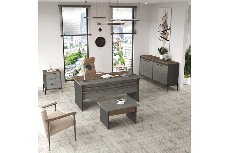 Toimistokalustesetti Enor 8 Hopea / Antrasiitti, Hopea/Antrasiitti