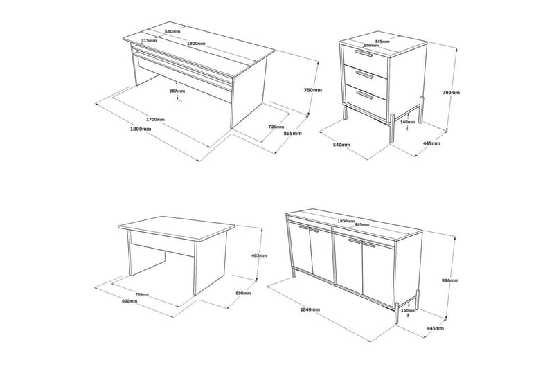 Toimistokalustesetti Enor 8 Hopea / Antrasiitti - Hopea/Antrasiitti - Huonekalut - Kalustesetit - Toimistokalustekokonaisuus