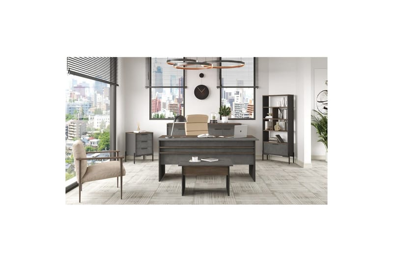 Toimistokalustesetti Enor 9 Hopea / Antrasiitti - Hopea/Antrasiitti - Huonekalut - Kalustesetit - Toimistokalustekokonaisuus