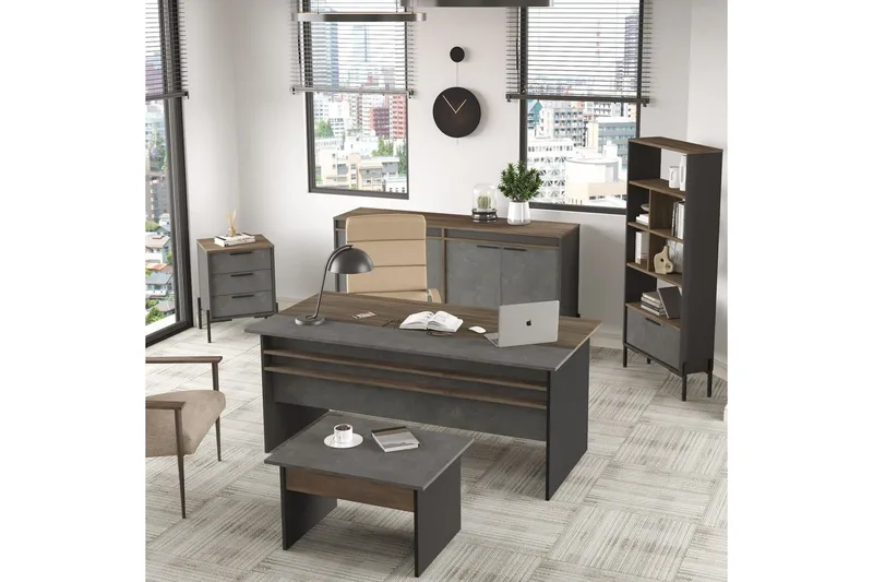 Toimistokalustesetti Enor 9 Hopea / Antrasiitti, Hopea/Antrasiitti