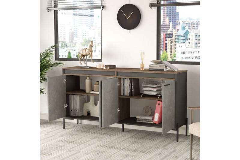 Toimistokalustesetti Enor 9 Hopea / Antrasiitti - Hopea/Antrasiitti - Huonekalut - Kalustesetit - Toimistokalustekokonaisuus