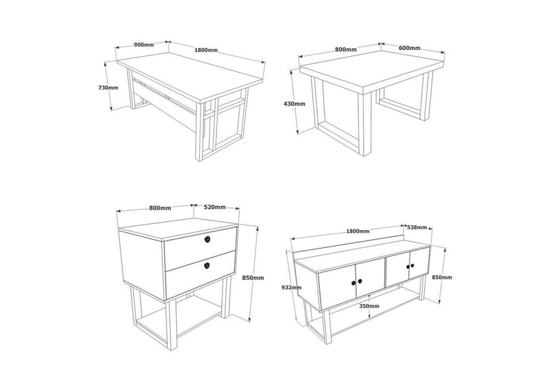 Toimistokalustesetti Mono 11 barokki / antrasiitti - Antrasiitti - Huonekalut - Kalustesetit - Toimistokalustekokonaisuus