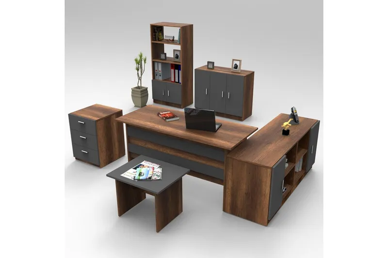 Toimistokalustesetti Raveena 17 Barokki / antrasiitti - Barokki / antrasiitti - Huonekalut - Kalustesetit - Toimistokalustekokonaisuus