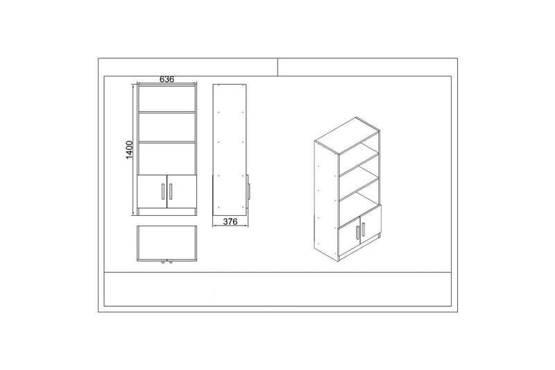Toimistokalustesetti Raveena 17 Tammi / Musta - Tammi / Musta - Huonekalut - Kalustesetit - Toimistokalustekokonaisuus