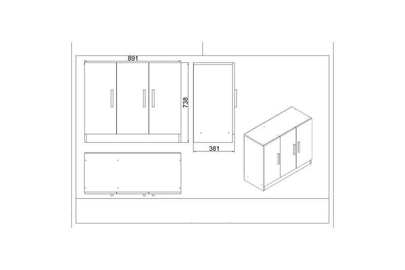 Toimistokalustesetti Raveena 17 Valkoinen - Valkoinen - Huonekalut - Kalustesetit - Toimistokalustekokonaisuus