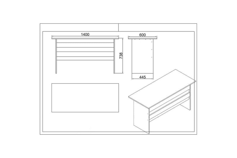 Toimistokalustesetti Raveena 18 Tammi / Musta - Tammi / Musta - Huonekalut - Kalustesetit - Toimistokalustekokonaisuus