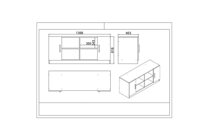Toimistokalustesetti Raveena 18 Tammi / Musta - Tammi / Musta - Huonekalut - Kalustesetit - Toimistokalustekokonaisuus