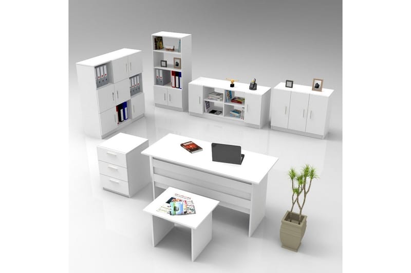 Toimistokalustesetti Raveena 18 Valkoinen - Valkoinen - Huonekalut - Kalustesetit - Toimistokalustekokonaisuus