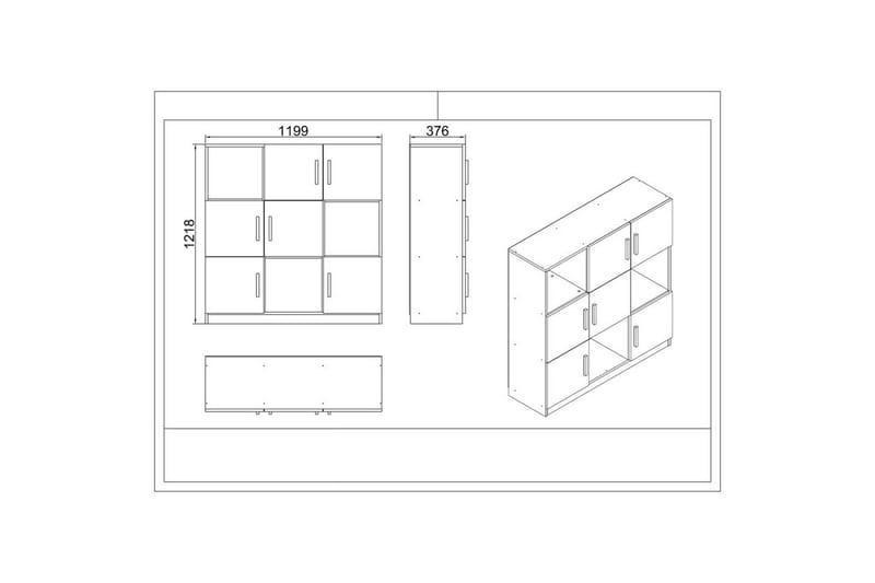 Toimistokalustesetti Raveena 19 Tammi / Sudarx / Musta - Tammi / Sudarx / Musta - Huonekalut - Kalustesetit - Toimistokalustekokonaisuus