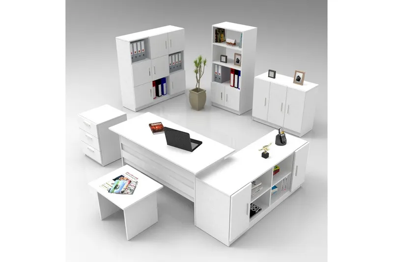 Toimistokalustesetti Raveena 19 Valkoinen - Valkoinen - Huonekalut - Kalustesetit - Toimistokalustekokonaisuus