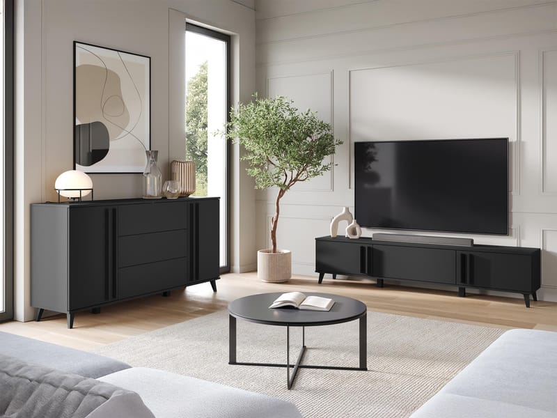 Torvos Olohuoneen kalustepaketti - Musta - Huonekalut - Kalustesetit - Olohuoneen kalustesetit