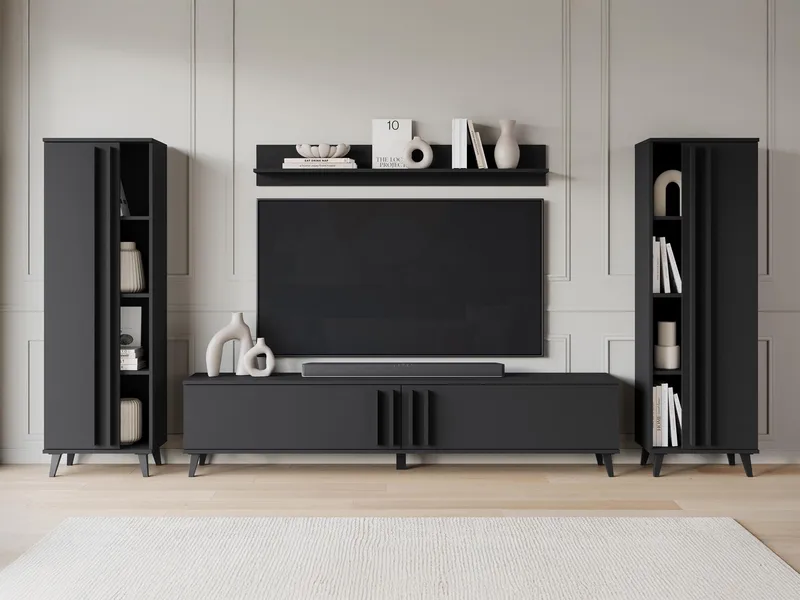 Torvos Olohuoneen kalustepaketti - Musta - Huonekalut - Kalustesetit - Olohuoneen kalustesetit