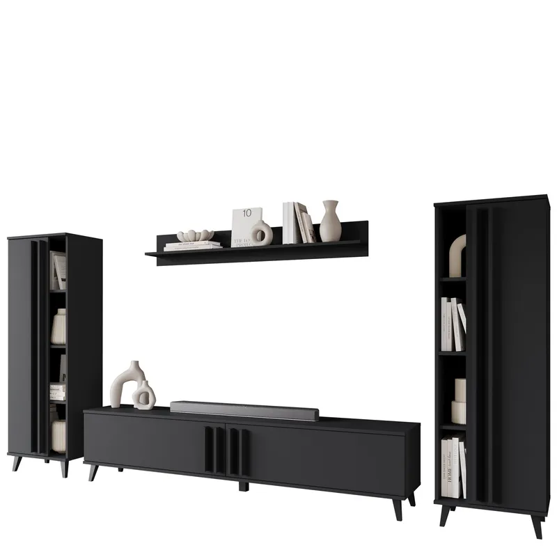 Torvos Olohuoneen kalustepaketti - Musta - Huonekalut - Kalustesetit - Olohuoneen kalustesetit