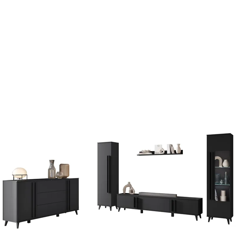 Torvos Olohuoneen kalustepaketti - Musta - Huonekalut - Kalustesetit - Olohuoneen kalustesetit