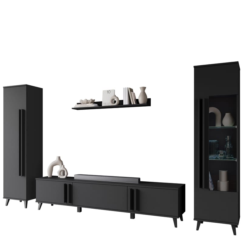 Torvos Olohuoneen kalustepaketti - Musta - Huonekalut - Kalustesetit - Olohuoneen kalustesetit