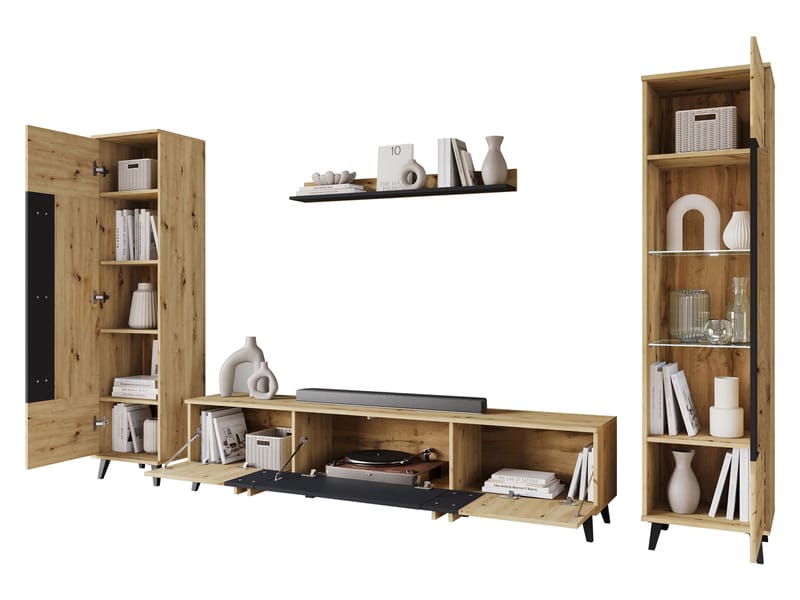 Torvos Olohuoneen kalustepaketti - Musta - Huonekalut - Kalustesetit - Olohuoneen kalustesetit