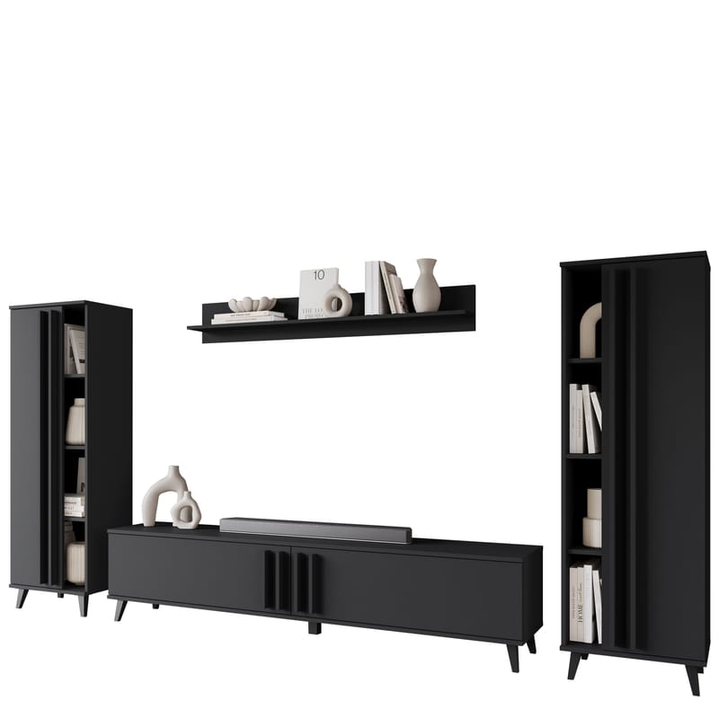 Torvos Olohuoneen kalustepaketti - Musta - Huonekalut - Kalustesetit - Olohuoneen kalustesetit