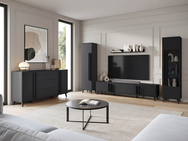 Torvos Olohuoneen kalustepaketti - Musta - Huonekalut - Kalustesetit - Olohuoneen kalustesetit