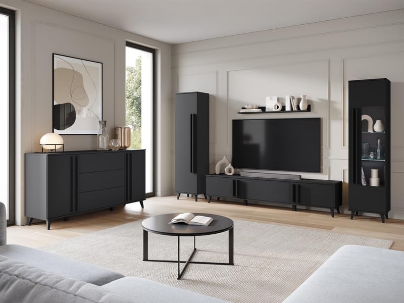 Torvos Olohuoneen kalustepaketti - Musta - Huonekalut - Kalustesetit - Olohuoneen kalustesetit