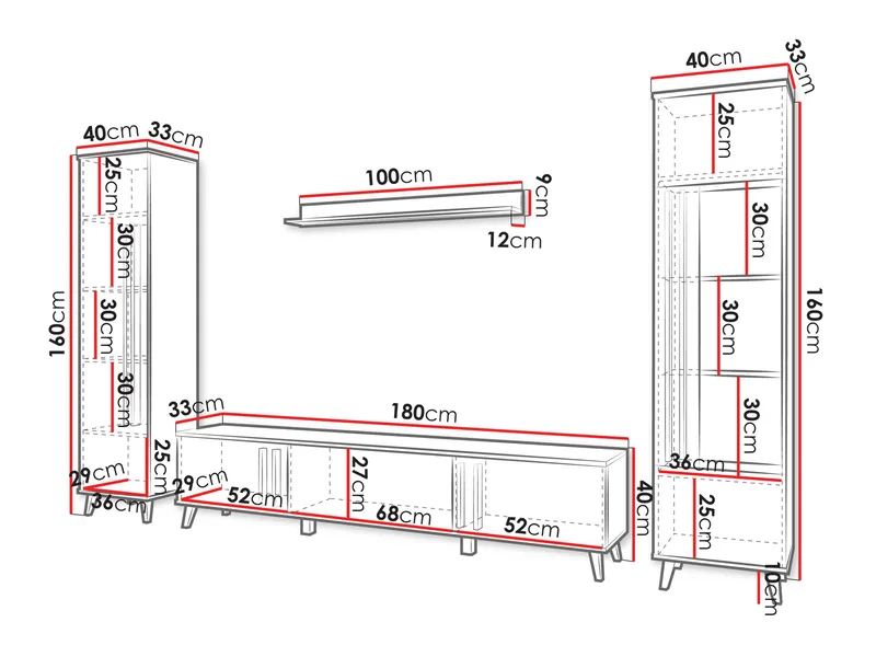Torvos Olohuoneen kalustepaketti - Musta - Huonekalut - Kalustesetit - Olohuoneen kalustesetit