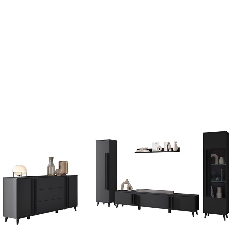 Torvos Olohuoneen kalustepaketti - Musta - Huonekalut - Kalustesetit - Olohuoneen kalustesetit