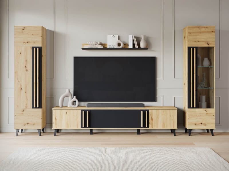 Torvos Olohuoneen kalustepaketti - Ruskea/Musta - Huonekalut - Kalustesetit - Olohuoneen kalustesetit